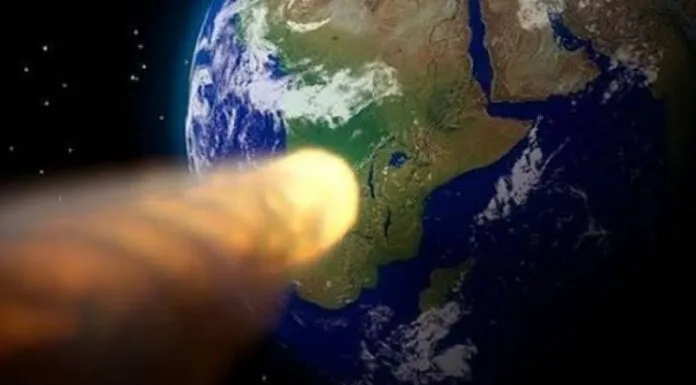 Ilustrasi asteorid jatuh ke Bumi 