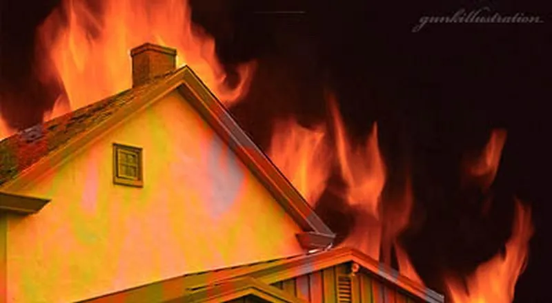 Ilustrasi rumah terbakar 
