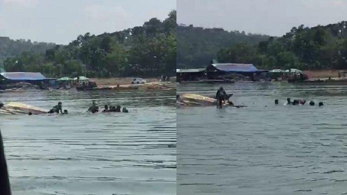 Perahu terbalik di lokasi wisata Kedung Ombo, Boyolali, Jawa Tengah (Liputan6)