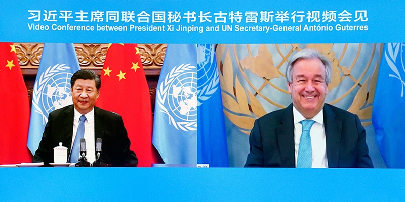 Pertemuan Virtual Xi Jinping dan sekjend PBB terpilih Antonio Guterres (Net)