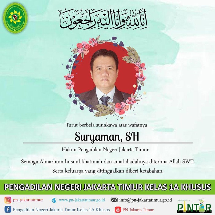 Majelis Hakim Suryaman meninggal dunia (PN Jaktim)