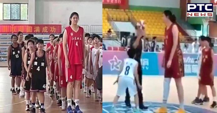 Pebasket Putri China berusia 14 tahun Zhang Ziyu punya tinggi badan 2,26 meter (then24)