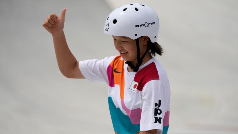 Atlet skateboard 13 tahun asal Jepang Nishiya Momiji buat sejarah di Olimpiade Tokyo 2020 (sporsnet)
