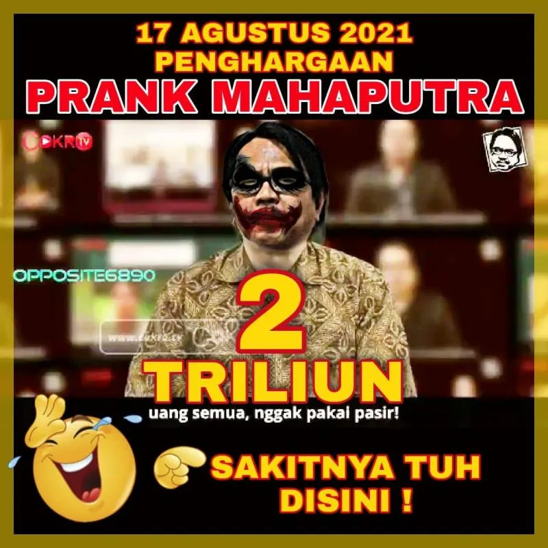 Postingan prank mahaputra [Twitter] Puji Keluarga Akidi Tio, Ade Armando Terima Penghargaan Prank Mahaputra. (Twitter).