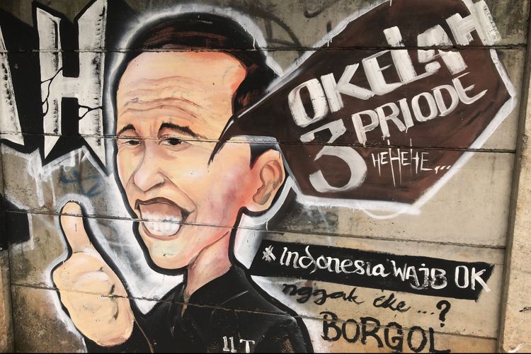 Mural di Jakarta Selatan Singgung Jokowi 3 Periode: Nggak Oke, Borgol! (Kompas).