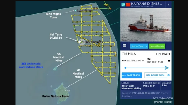 Kapal Survei China Keluar Masuk Natuna, Diduga Incar Cadangan Migas RI. (gelora).