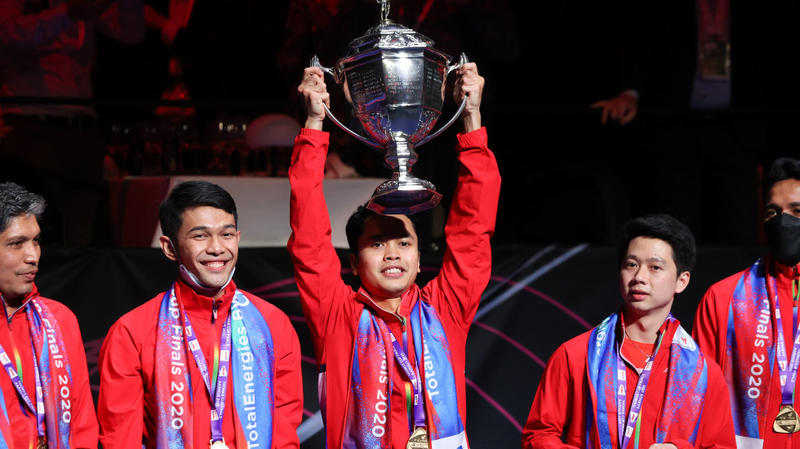 Kemenangan RI di Piala Thomas Cup tanpa Merah Putih berkibar (AFP)