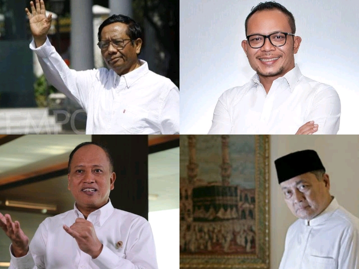 Para menteri yang berlatar belakang santri: Mahfud MD, Hanif Dhakiri, Mohammad Nasir, dan Maftuh Basyuni. (Foto: Diolah dari google).