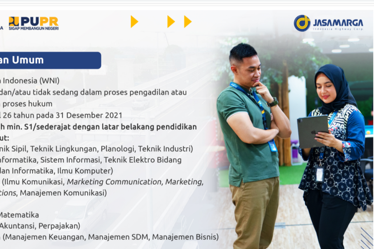 Program Jet Roadster 2021 merupakan program Management Trainee Jasa Marga yang didesain untuk talenta muda terbaik yang ingin belajar, bertumbuh dan berkontribusi untuk Indonesia.(Tangkap layar laman jasamarga.com)