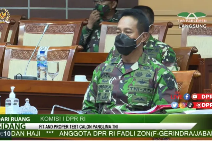 enderal Andika Perkasa saat dilakukan uji kelayakan di Komisi I DPR RI. (Tangkapan Layar YouTube TV Parlemen)
