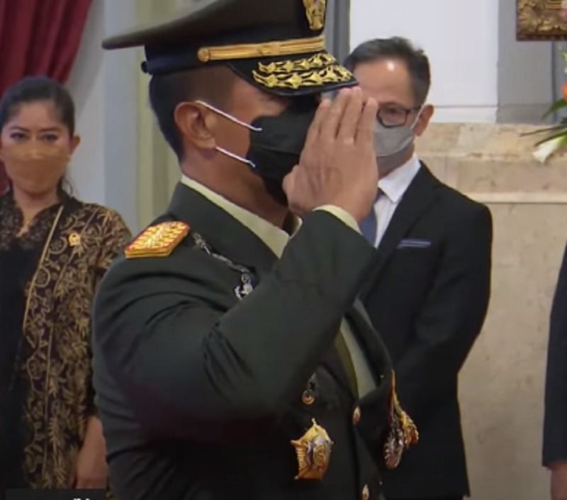 Panglima TNI Jenderal Andika Perkasa. (Tangakpan Layar YouTube Sekretariat Presiden)