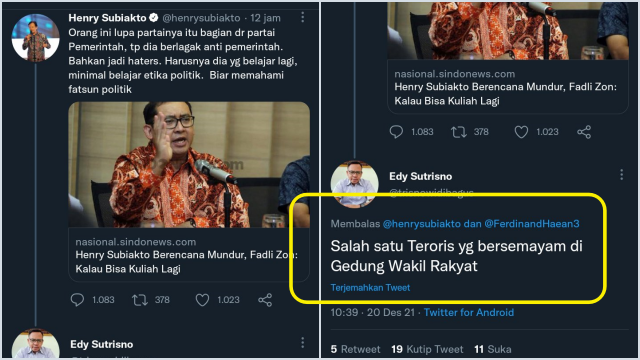 Dituding Jadi Teroris di Gedung DPR, Fadli Zon Langsung Siapkan lawyer. (Twitter).