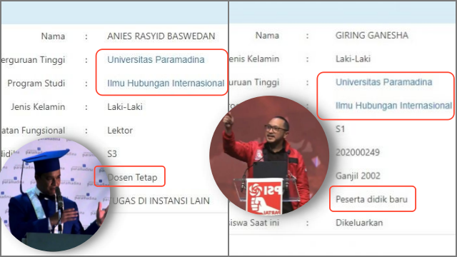 Netizen temukan fakta giring di DO saat Anies Baswedan jadi dosennya di Univ.Paramadina (Net)
