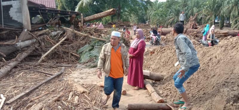Dampak banjir bandang di Kabupaten Padang Lawas, Provinsi Sumatera Utara (Dok. BNPB)