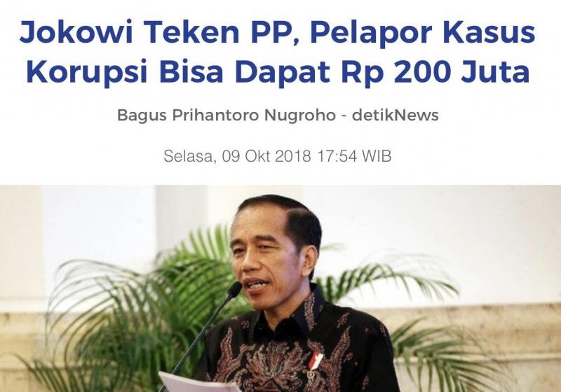 Diatur di PP, Pelapor Kasus Korupsi Diberi Rp200 Juta, Ubedilah Dapat? (Detik).