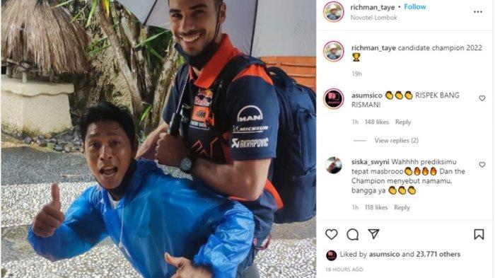 Disebut Miguel Oliveira saat Juara MotoGP Mandalika, Ini Reaksi Risman. (Instagram).