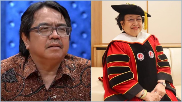 Heran Megawati Bakal Raih 5 Gelar Doktor, Ade Armando Bilang Begini. (Kolase dari berbgai sumber).