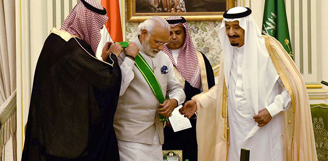 Perdana Menteri India Narendra Modi disambut baik oleh arab (Net)