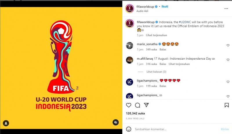 Bertepatan HUT ke-77 RI, FIFA Luncurkan Emblem Piala Dunia U-20 2023. (Instagram FIFA).