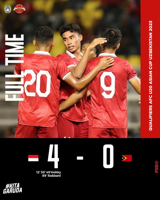 Hajar Timor Leste 4-0, Ini 4 Bintang Timnas Indonesia U-20. (Twitter PSSI).