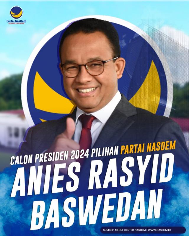 Partai NasDem Resmi Usung Anies Baswedan Jadi Capres di Pemilu 2024. (Twitter Nasdem).