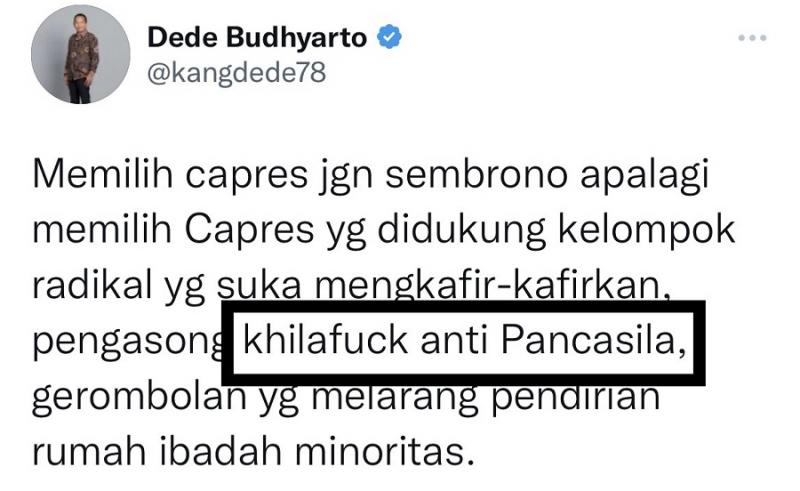 `Ubah` Kata Khilafah, Komisaris PT Pelni Dede Budhyarto Banjir Kecaman. (Twitter).