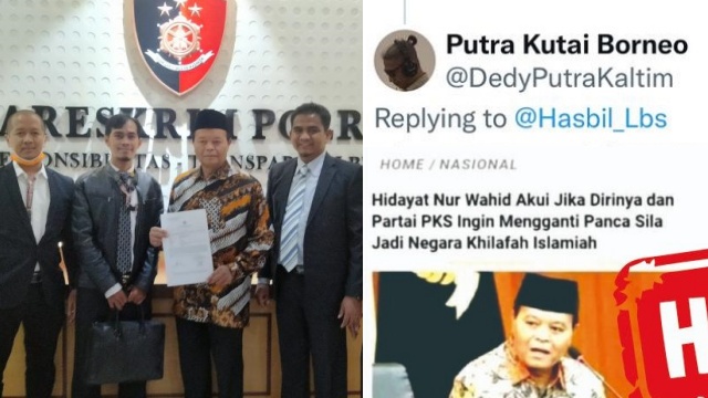 Wakil Ketua MPR RI Hidayat Nur Wahid Polisikan Akun Penyebar Hoaks. (Kolase dari berbagai sumber).