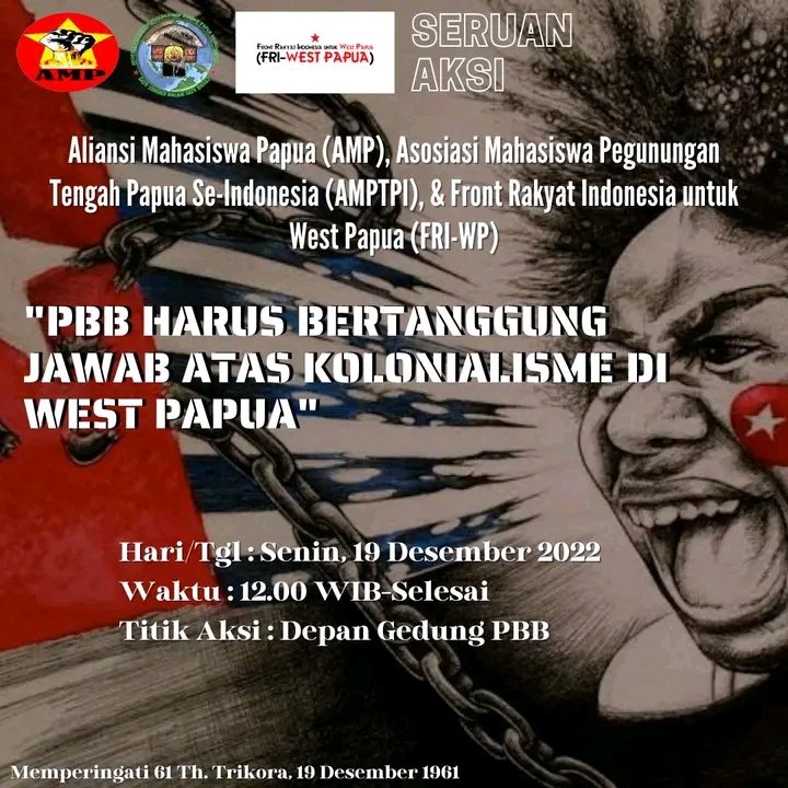 Aksi Peringati 61 Tahun Trikora Papua Depan Kantor PBB Jakarta Ricuh. (twitter).