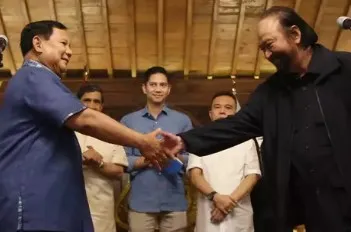 Pertemuan Ketua Umum Partai Gerindra Prabowo Subianto dan Ketua Umum NasDem Surya Paloh di kediaman Prabowo di Hambalang, Jawa Barat Minggu (5/3/2023). (Beritasatu.com)