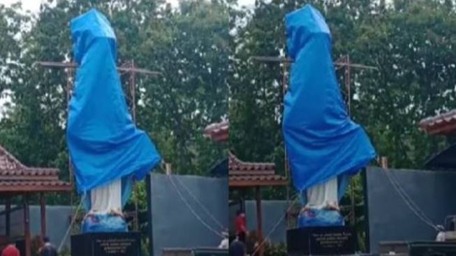Penutupan Patung Bunda Maria di DIY Bikin Heboh, Polisi Minta Maaf. (Instagram/@kabarsejuk)