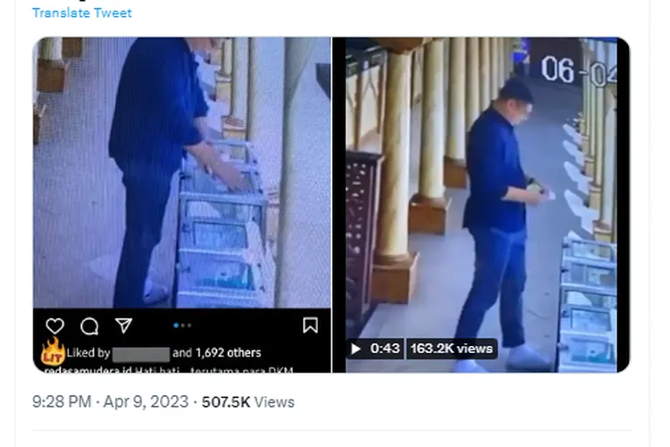 Heboh penipuan kotak amal tertangkap CCTV (Tangkapan Layar FYP IG)
