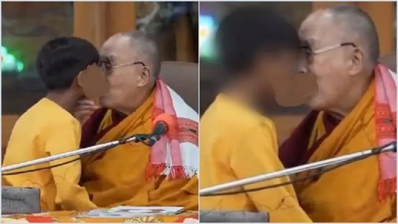 Viral Dalai Lama Cium Bibir Bocah Laki-laki dan Minta Lidahnya Diisap. (tangkapan Layar Video Viral).