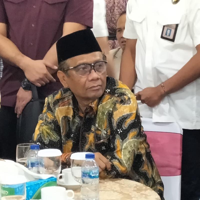 Menkopolhukam Mahfud MD di acara Reuni Alumni Universitas Brawijaya di Bilangan Senayan Jakarta, Minggu (14/5/2023).