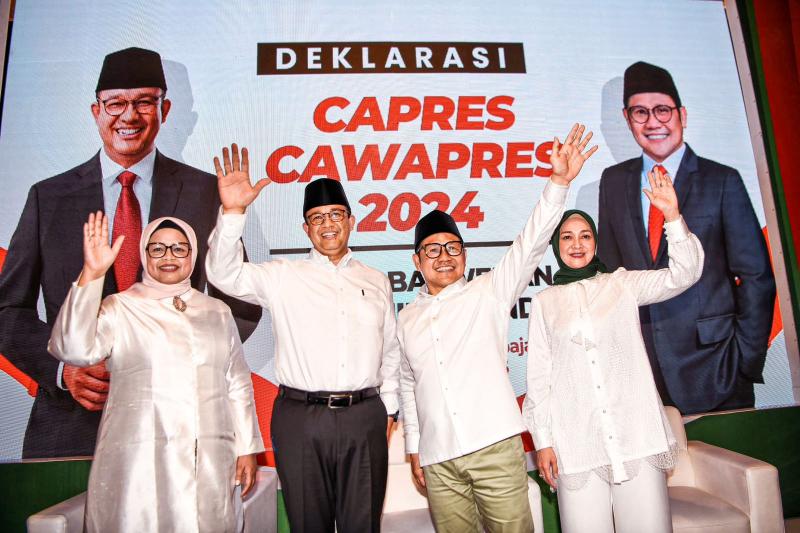 Deklarasi Anies Baswedan dan Ketum PKB Muhaimin Iskandar (Cak Imin) sebagai bakal capres dan cawapres di Pilpres 2024. (Twitter Anies Baswedan).