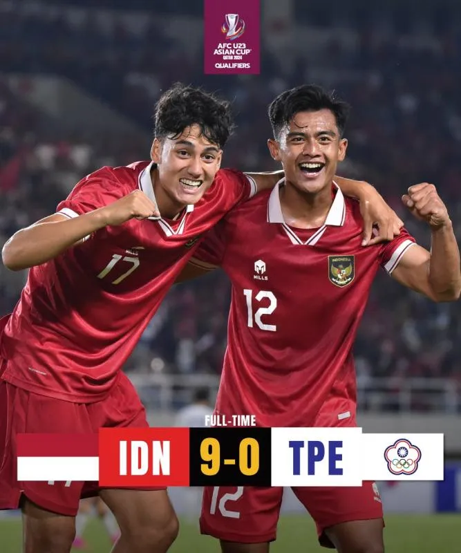 Respons Erick Thohir & Shin Tae Yong usai Timnas Hajar Taiwan 9-0. (@afcasiancup).