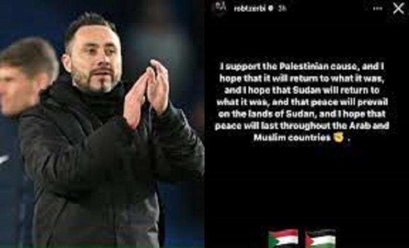 Pelatih Klub Brighton De Zerbi Nyatakan Dukung Perjuangan Palestina. (Kolase dari berbagai sumber).