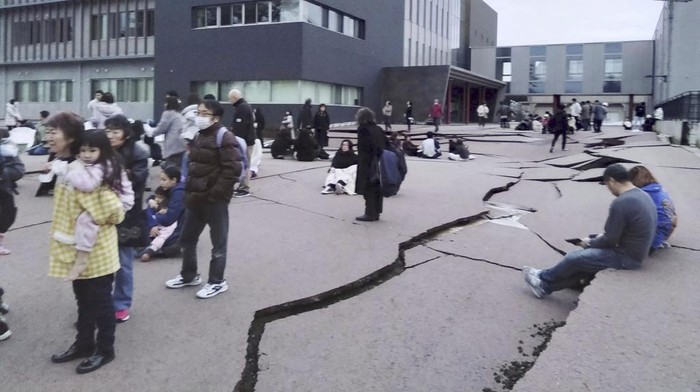 Gempa M 7,5 di Jepang hari ini, 1 Januari 2024 (Foto: Kyodo News via AP)