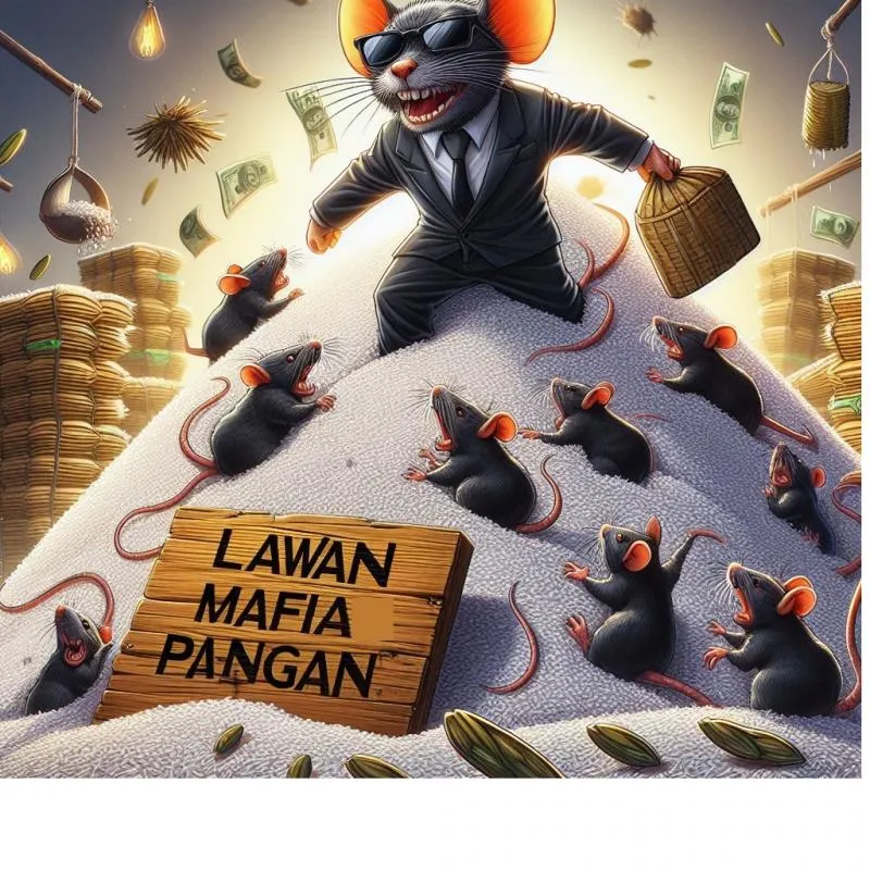 Ilustrasi: Karikatur melawan mafia pangan. (bing)