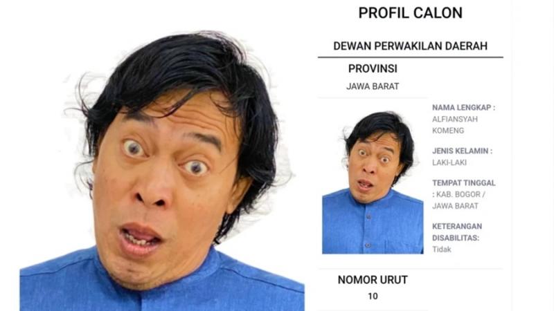 Real Count KPU Sementara Pemilihan DPD, Komeng Paling Unggul di Jabar. (Istimewa).