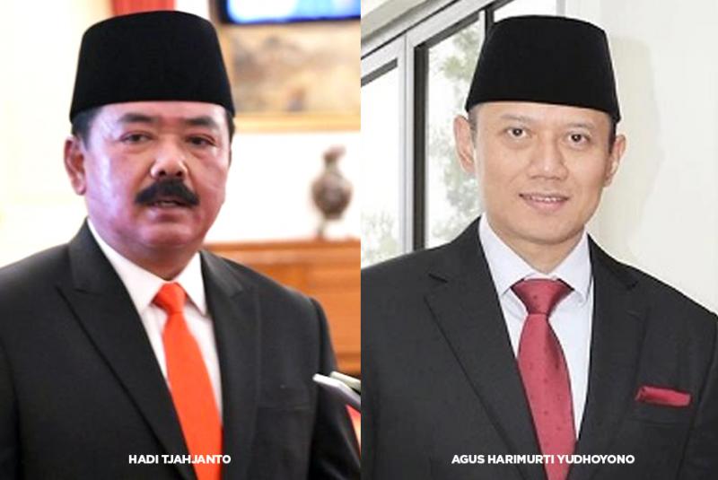 Jokowi Resmi Lantik AHY Jadi Menteri ATR/BPN & Hadi Jadi Menkopolhukam. (Kolase dari berbagai sumber).