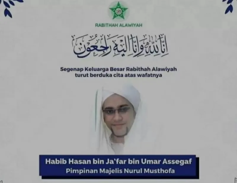 Kabar Duka, Pimpinan Majelis Nurul Mustofa Habib Hasan Tutup Usia. (Istimewa).