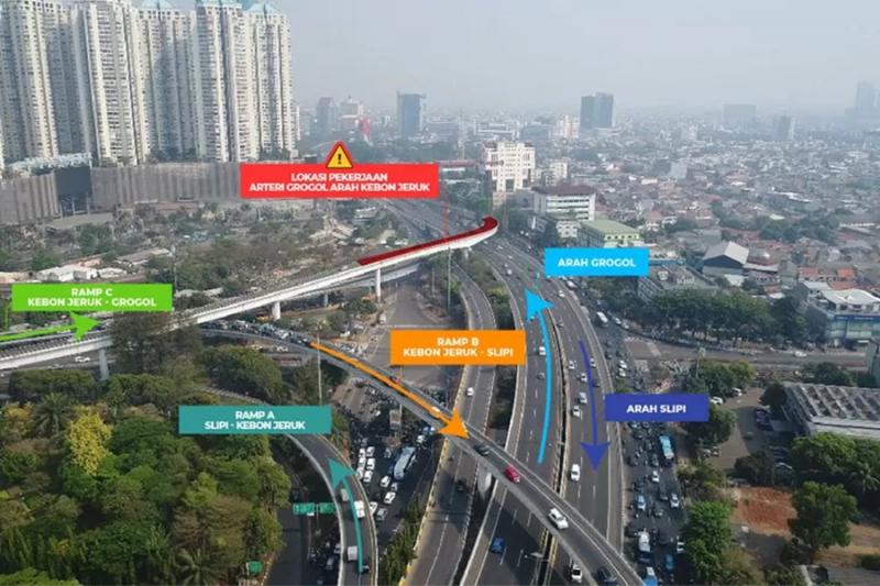 Mulai Sabtu Malam Simpang Susun Grogol Tol Dalam Kota Ditutup. (Ayo Jakarta).