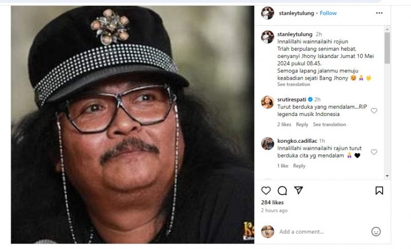 Kabar Duka, Musisi Jhonny Iskandar Tutup Usia di Usia 64 Tahun. (Instagram).