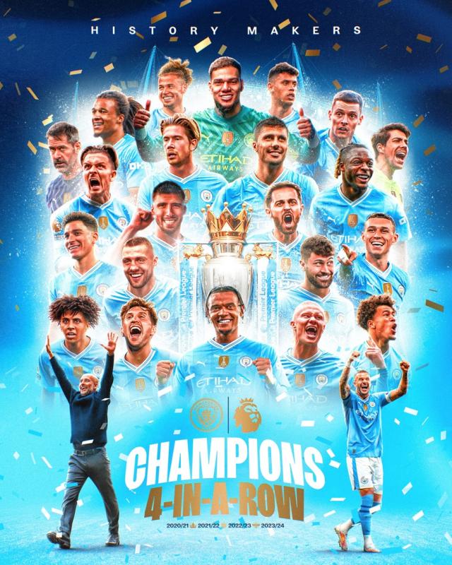 Resmi, Manchester City Juara Liga Inggris 4 Kali Beruntun