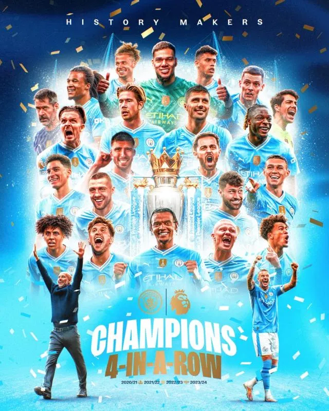 Resmi, Manchester City Juara Liga Inggris 4 Kali Beruntun. (Twitter).