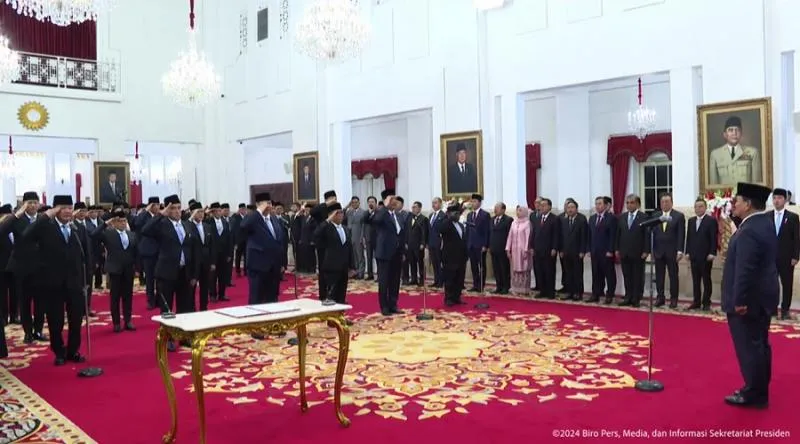 Pelantikan Kabinet Merah Putih 2024 di Istana Negara - Sumber Biro Pers Media dan Informasi Sekretarian Presiden