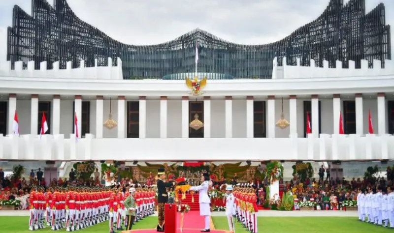 Ilustrasi: Upacara Peringatan Detik-detik Proklamasi Kemerdekaan Republik Indonesia (RI) di lapangan upacara Istana Negara Ibu Kota Nusantara (IKN), Penajam Paser Utara, Kalimantan Timur, Sabtu (17/8/2024). (Tempo)