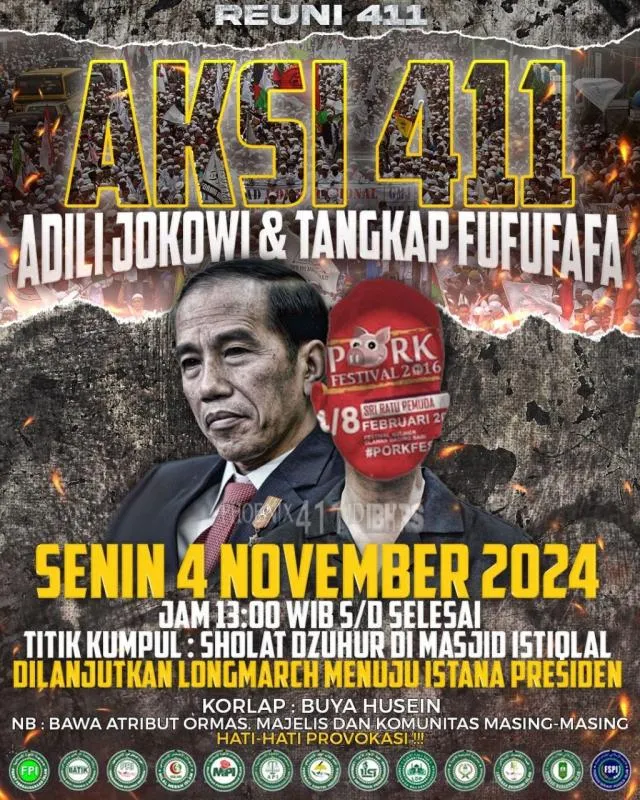 Tuntut Adili Jokowi-Tangkap Fufufafa, FPI Bakal Gelar Aksi Reuni 411. (Istimewa).