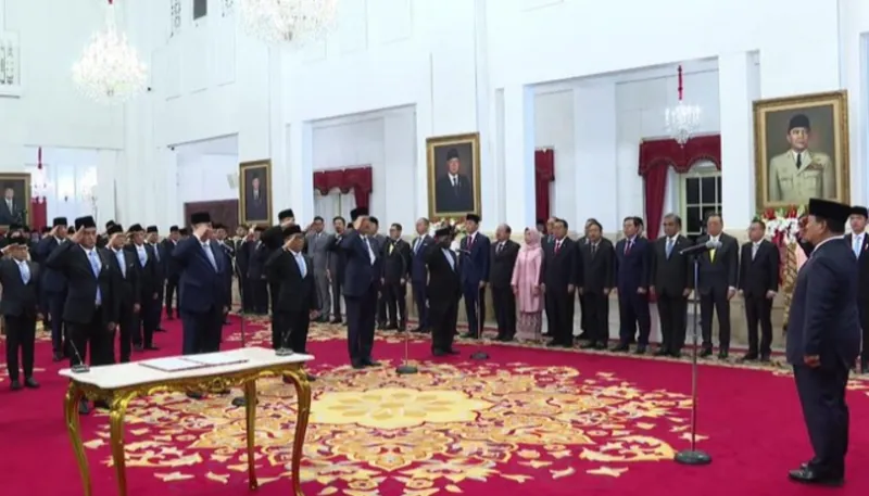 Ilustrasi: Suasana pelantikan Kabinet Merah Putih oleh Presiden Prabowo Subianto, Senin (21/10/2024). (Setpres)