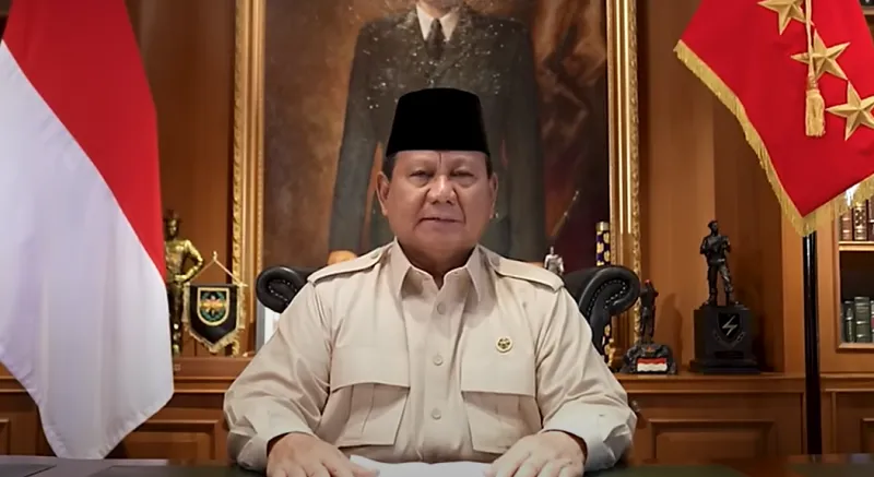 Presiden prabowo Subianto menyampaikan sambutan Hari Pers Nasional 2025 melalui kanal YouTube Sekretariat Negara, Minggu (9/2/2025). (Kutipan Youtube/Sekretariat Negara)